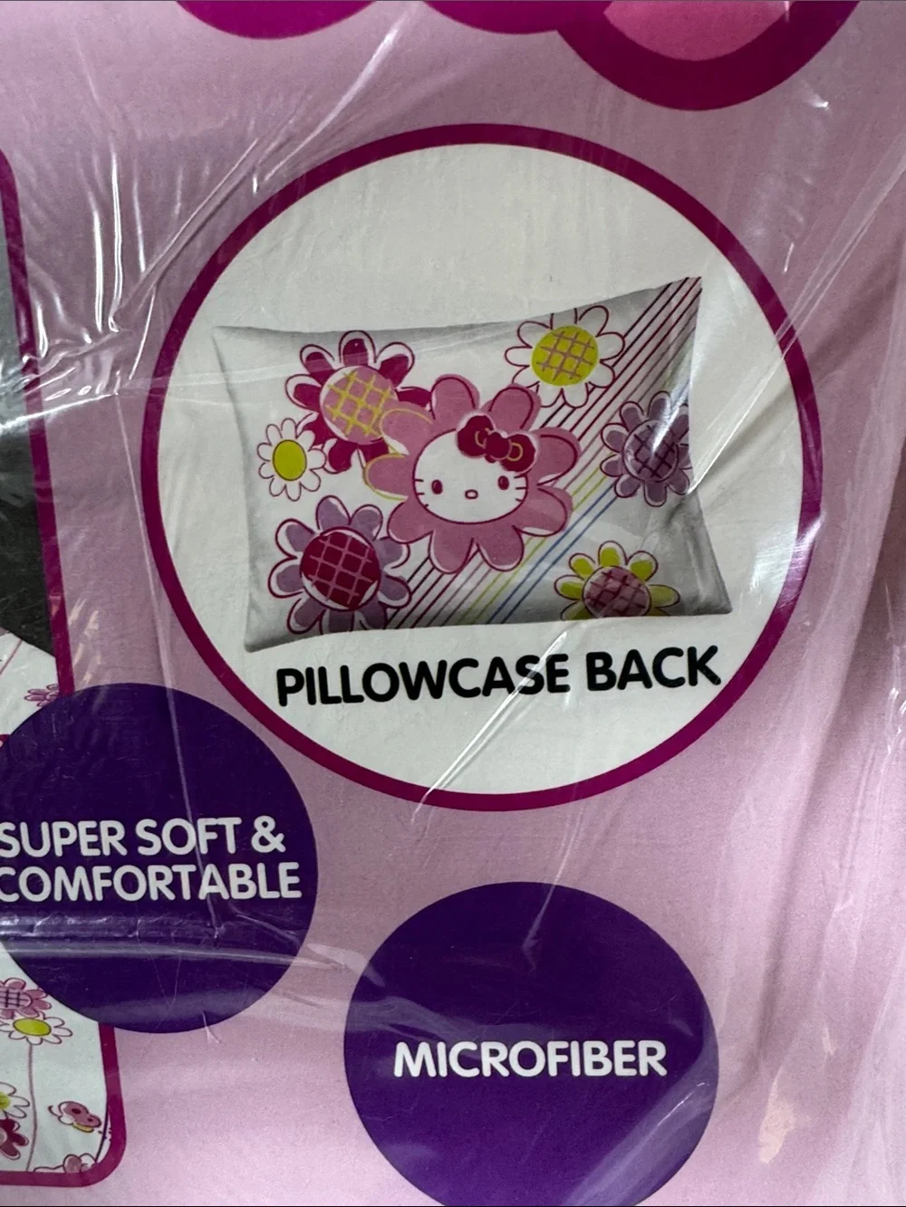Hello Kitty Queen Size Bed Sheet Set Floral Rainbow Garden Flowers Bees